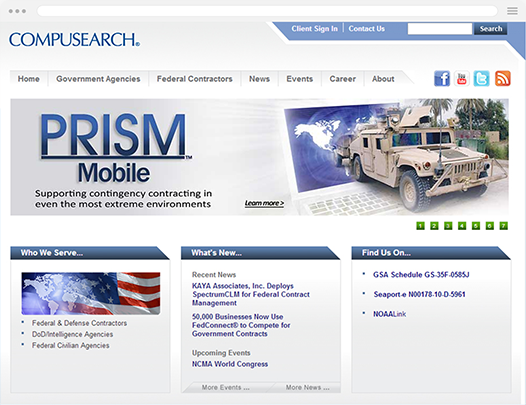 Government Contracting Website Redesign old